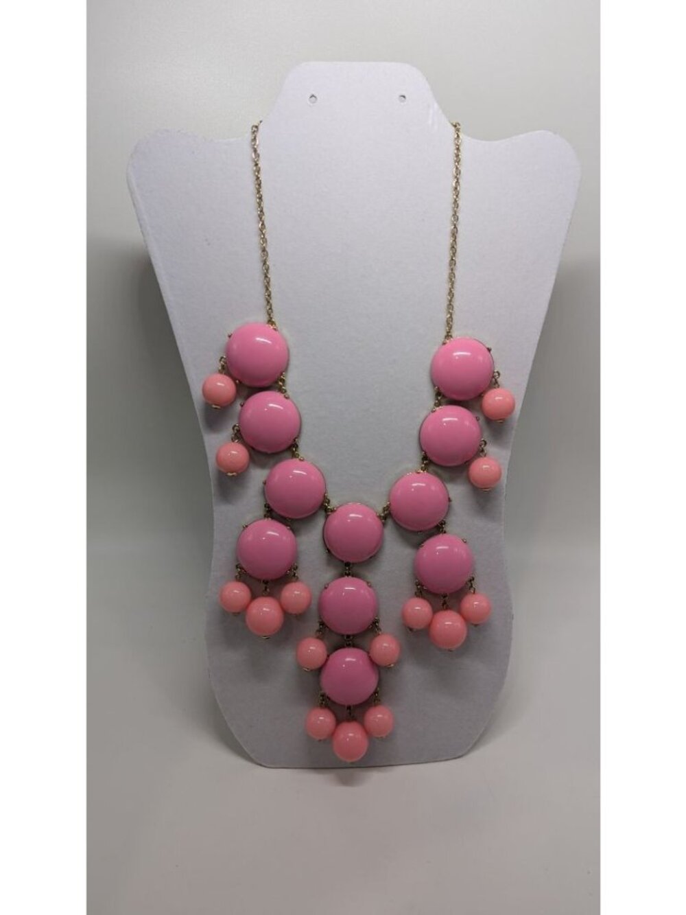 Vintage Gold/Pink Tiered Circular Beaded Statement Necklace